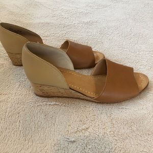 Tan leather wedges